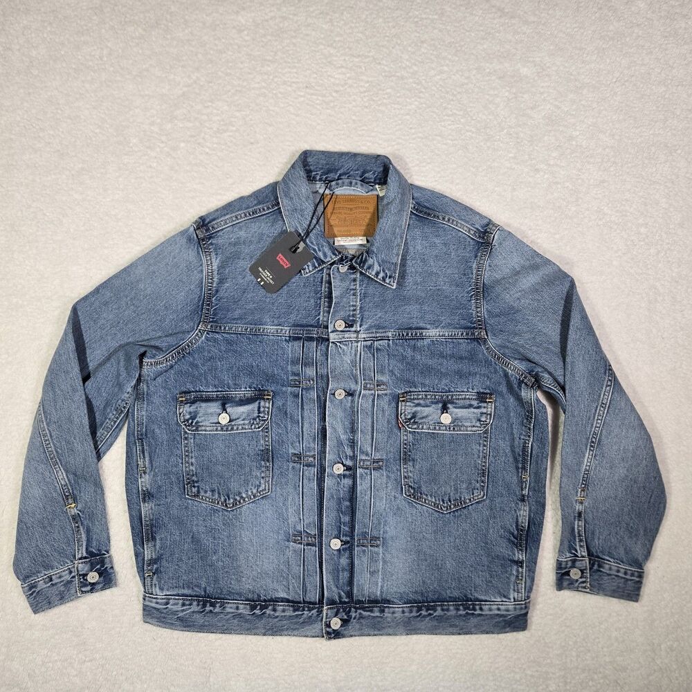 Levis Premium Type II Two 2 Selvedge Denim Trucker Jacket Indigo Mens Large